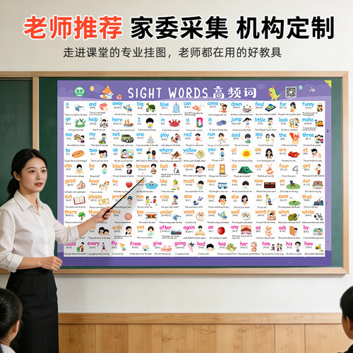 高频词墙贴挂图小学英语音标自然拼读发音规则表phonics教学神器 - 图0