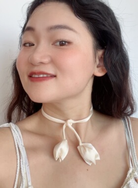 法式温柔玫瑰花绑带项链小众设计choker花朵项圈高级感气质锁骨链