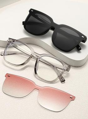磁吸夹片近视墨镜男款高级感2024新款开车眼镜防紫外线太阳镜女