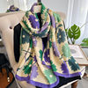 Floral silk scarf women's cotton and linen scarf winter warm shawl