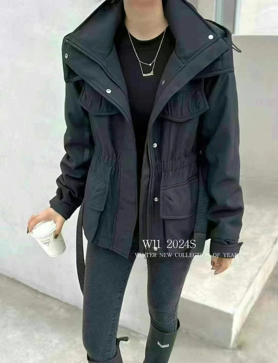 2024秋冬款欧货女装明星同款冲锋衣修身显瘦冲锋衣外套羽绒服