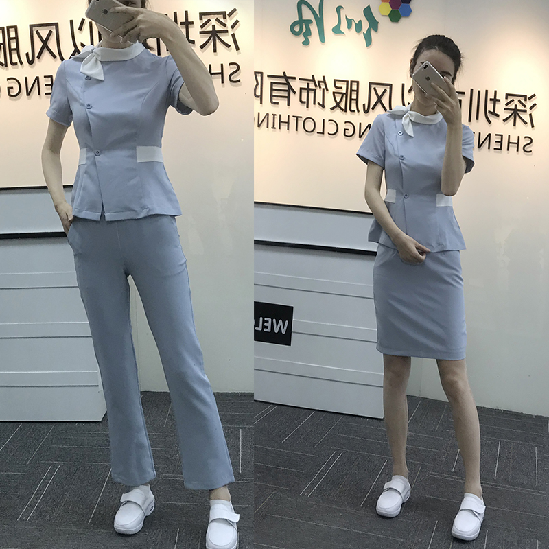 夏季新款育婴师整形医院护士服美容院美容师工作服足疗技师服套装 - 图0