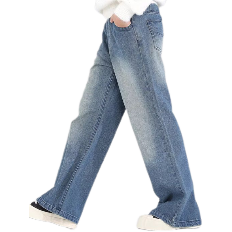 儿童装复古做旧水洗牛仔裤中大童韩版宽松时尚直筒裤女童春秋裤子,淘宝优惠券,粉丝福利购,淘宝优惠卷