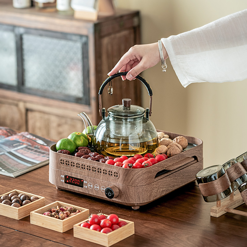 围炉煮茶器具2025新款全套家用室内围炉煮茶烤火电陶炉煮茶壶套装 - 图0