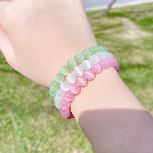 紫色水晶猫眼石适合夏天的手链2025新款爆款森系自然石天然手串女 - 图0