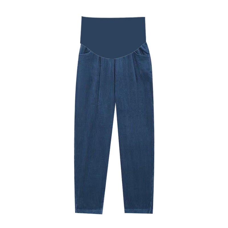 孕妈灯芯绒阔腿裤高腰宽松显瘦裤子 海兹服饰孕妇打底裤