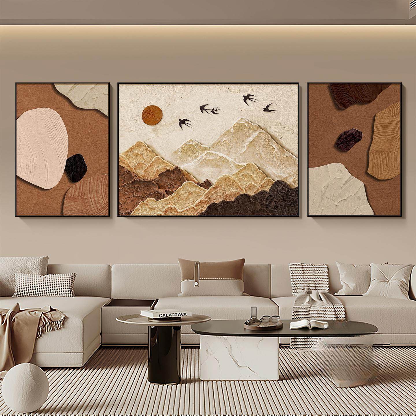 背有靠山客厅装饰画现代轻奢沙发背景墙挂画高级感大气三联墙壁画,淘宝优惠券,粉丝福利购,淘宝优惠卷