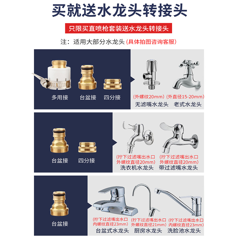 洗车水枪家用强力冲洗阳台院子地面水抢接自来水龙头高压伸缩软管