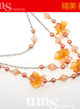 韩国小碎花珍珠长款多层衣服配饰