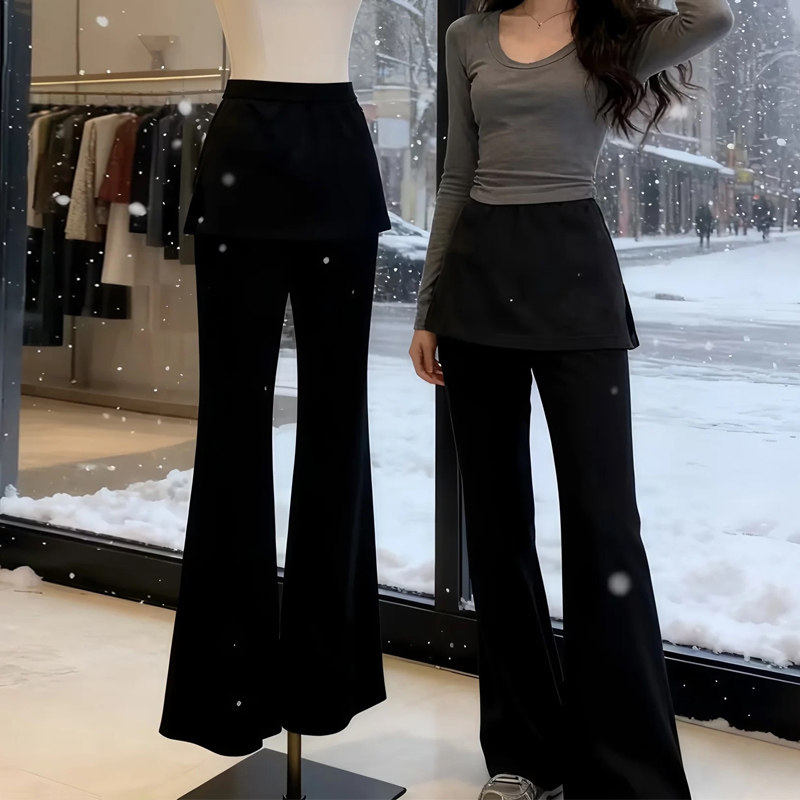 小个子150裤子假两件微喇运动卫裤女春秋加绒加厚懒惰风喇叭长裤,淘宝优惠券,粉丝福利购,淘宝优惠卷