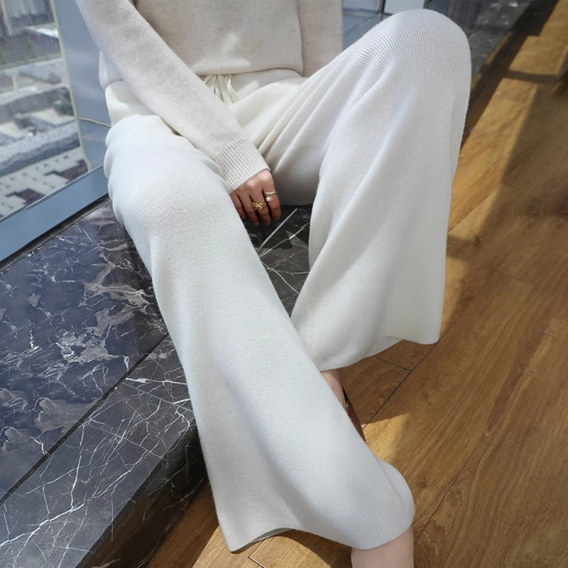 秋冬加厚小个子150深灰色针织糯米裤女外穿抽绳阔腿裤休闲直筒裤,淘宝优惠券,粉丝福利购,淘宝优惠卷