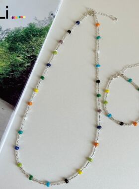 彩虹糖碎银轻奢原创设计2024新款夏天ins风项链手链