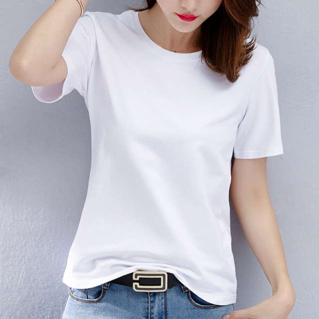 Pure cotton bottoming shirt white t-shirt half sleeve