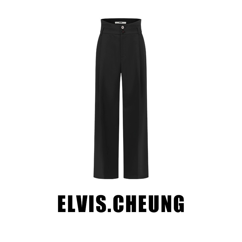 SEGU｜ELVIS.CHEUNG 23AW精纺羊毛彩色高腰阔腿裤西裤 - 图3