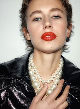 时尚夸张25mm仿珍珠项链 大珠子个性造型锁骨链 复古圆珠链女饰品