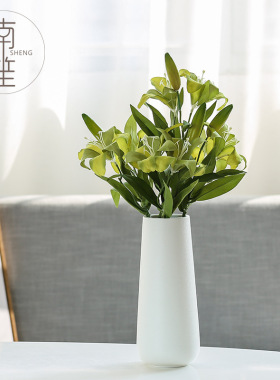 白色简约现代北欧风格陶瓷花瓶三件套花器工艺术品家居摆件中大号