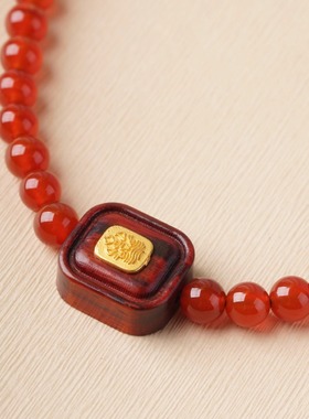 天然绿檀玛瑙手链DIY檀木