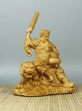 崖柏赵公明武财神摆件供奉
