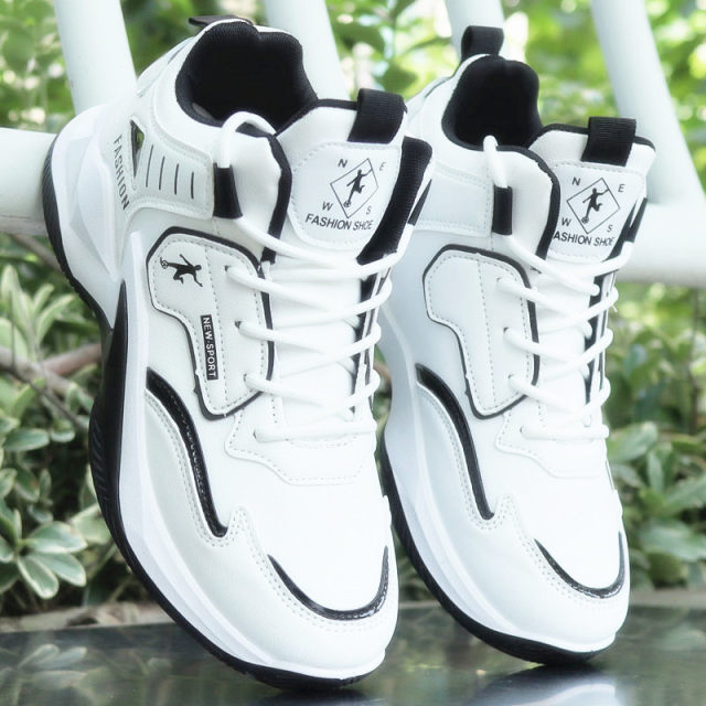 High-top shoes for men 2024 new autumn and winter waterproof leather sports and casual shoes for men's students and teenagers running shoes