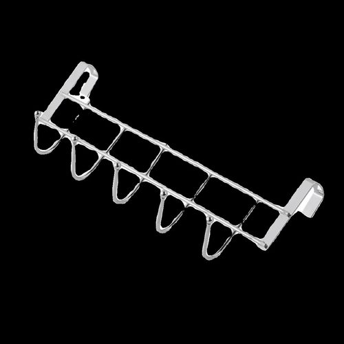 不锈钢橱柜门背5连挂钩置物卡夹钩 厨房免打孔锅铲汤勺收纳沥水架 - 图3