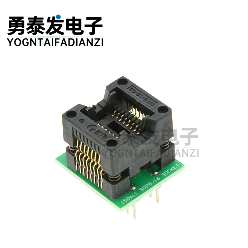 窄体SOP16烧录座 SOP16转DIP16适配座 OTS-16-1.27-03 IC测试座-图0