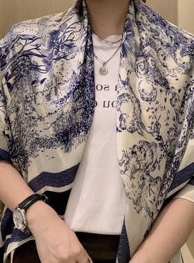 春夏新款锦缎丝巾110cm优雅