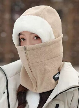 帽子冬季防风防寒骑行面罩围脖一体男士女款骑车全脸保暖毛绒头套