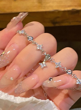 ins风日韩星点手链女款碎钻四叶草抽拉手串轻奢小众精致首饰品