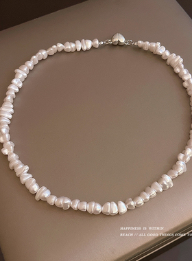 0.5+巴洛克项链女夏轻奢小众设计爱心锁骨链高级感2025年新款