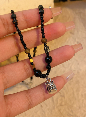 #1433studio国潮醒狮串珠项链女复古小众民族风百搭锁骨链配饰