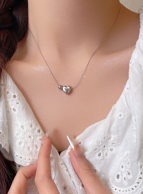 #1433studio玫瑰的故事黄亦玫同款项链银色爱心简约不掉色锁骨链
