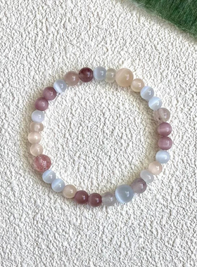 蝶雾寻花新中式猫眼石串珠手链精致复古显白草莓手串女马卡龙