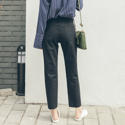 Белые цветные джинсы, тонкие летние штаны для школьников, свободный прямой крой, высокая талия, в корейском стиле