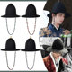 Ming Dynasty large brimmed hat round hat groomsman hat Hanfu big round hat flying fish suit dome flying saucer hat black chivalrous costume