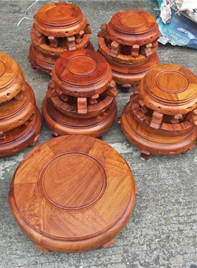 大中小号缅甸花梨木圆形花架底座