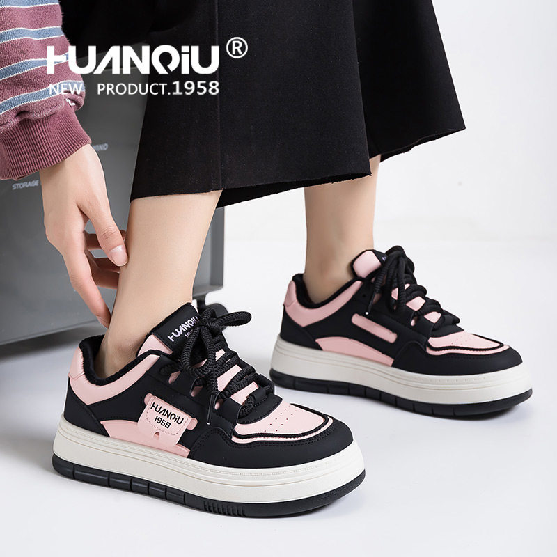 环球黑粉色加绒加厚小白鞋女2025冬季高颜值百搭学生保暖休闲棉鞋,淘宝优惠券,粉丝福利购,淘宝优惠卷