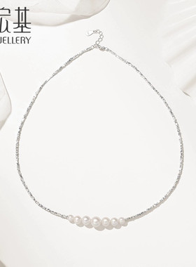 潮宏基闪耀银河S925银仿珍珠项链