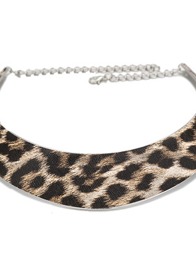 豹纹贴皮夸张几何金属项圈女颈圈项链饰品choker项饰necklace