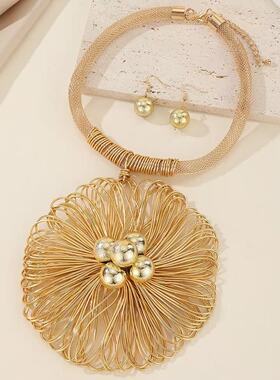 新设计欧美风铝丝编织大花首饰含