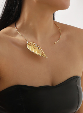 欧美小众设计立体叶子项圈 高级感精致日常百搭时尚配饰女bracele