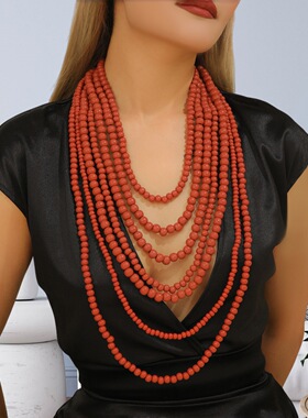 波西米亚多层手工串珠长款木珠