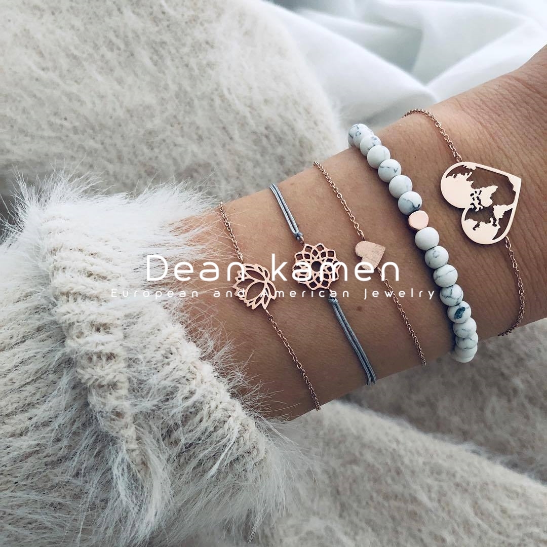 5件套套装个性莲花爱心串珠手链Love bracelet combination women-图2