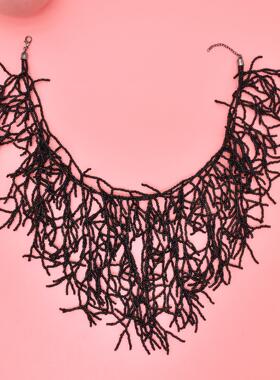 欧美多层米珠项链编织珊瑚时尚夸张锁骨链女necklace women2025