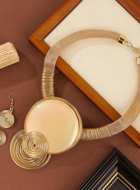 新款欧美夸张树脂吊坠项链耳环