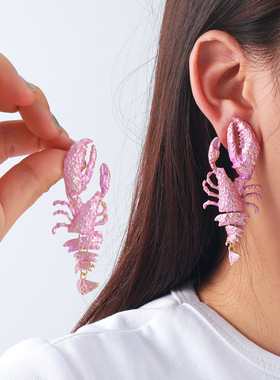 欧美夸张海洋风多层龙虾耳环女士