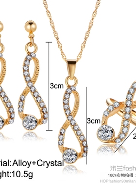 Wedding women crystal diamond earrings necklace jewelry set