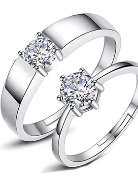 对戒戒指婚戒简约开口一件情侣仿真情侣锆石韩版经典钻戒