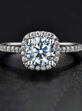 婚戒韩版方包经典戒指开口情侣送礼莫桑石时尚气质钻戒一件女