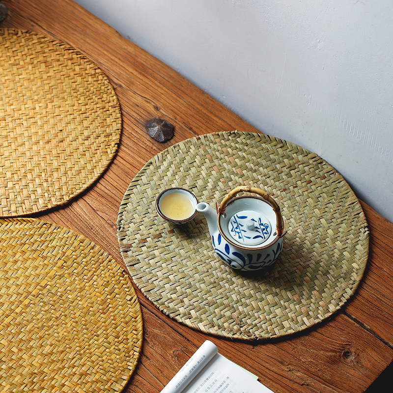 超大号海草编织餐垫茶盘垫复古中式摆设装饰田园风隔热垫拍照道具,淘宝优惠券,粉丝福利购,淘宝优惠卷