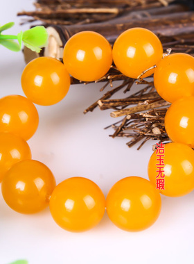 名缘玉器和田玉色外蒙料手链丝玉戈壁玉黄玉圆珠手链手串